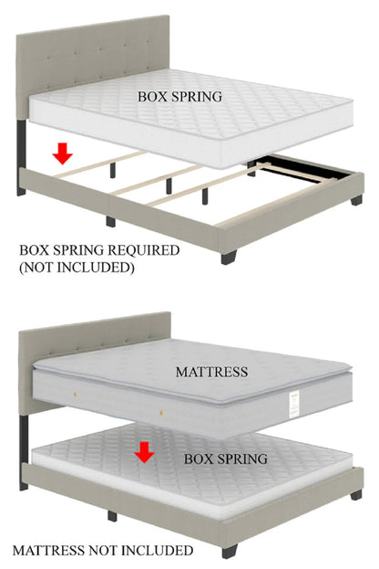 Dura Bed Frame with Button Tufted Headboard - Pink